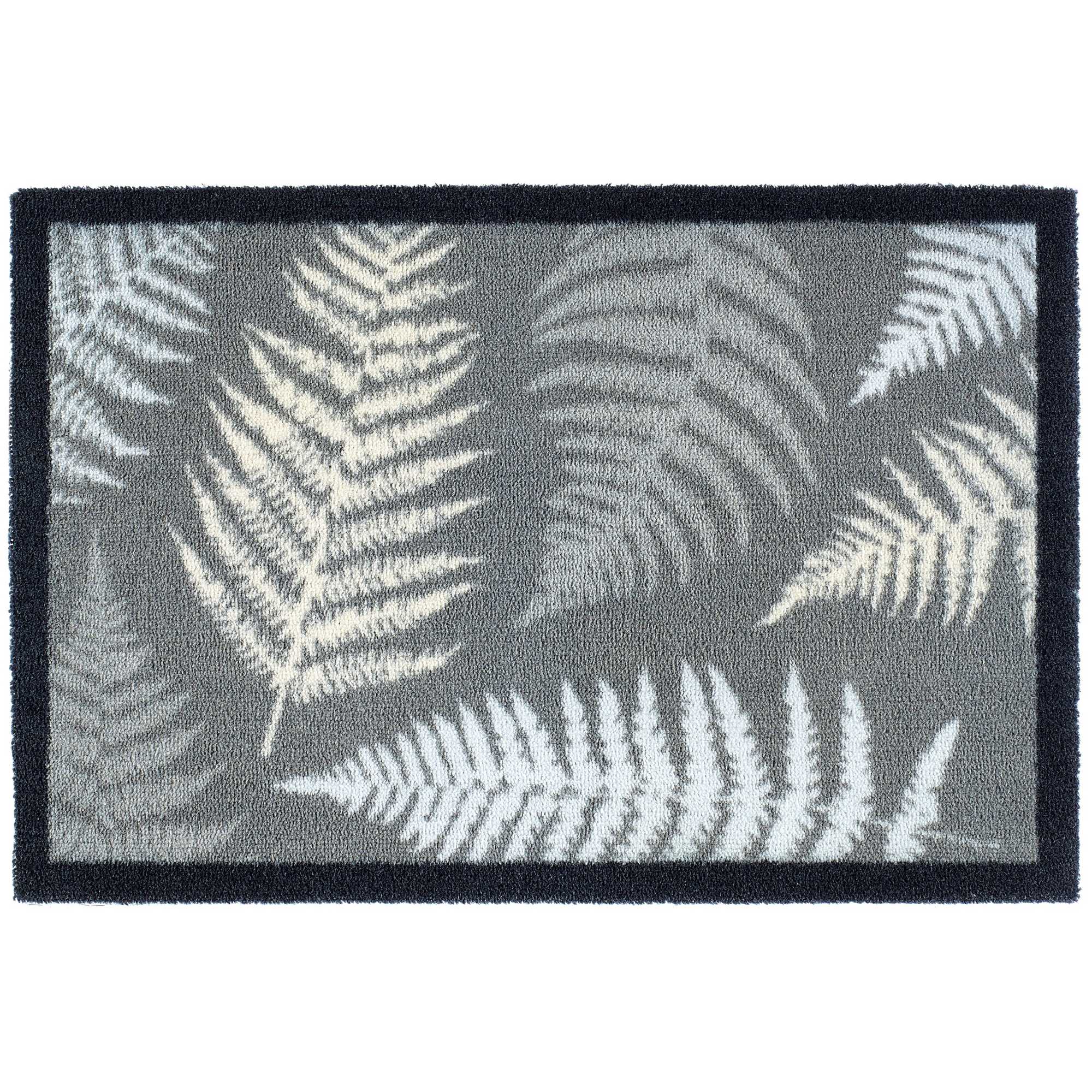 Leaves 2 Washable Anti Slip Doormat In Grey